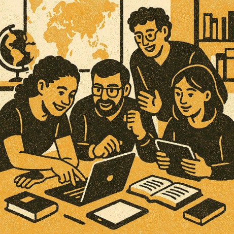 Personne utilisant différents appareils pour suivre un cours en ligne